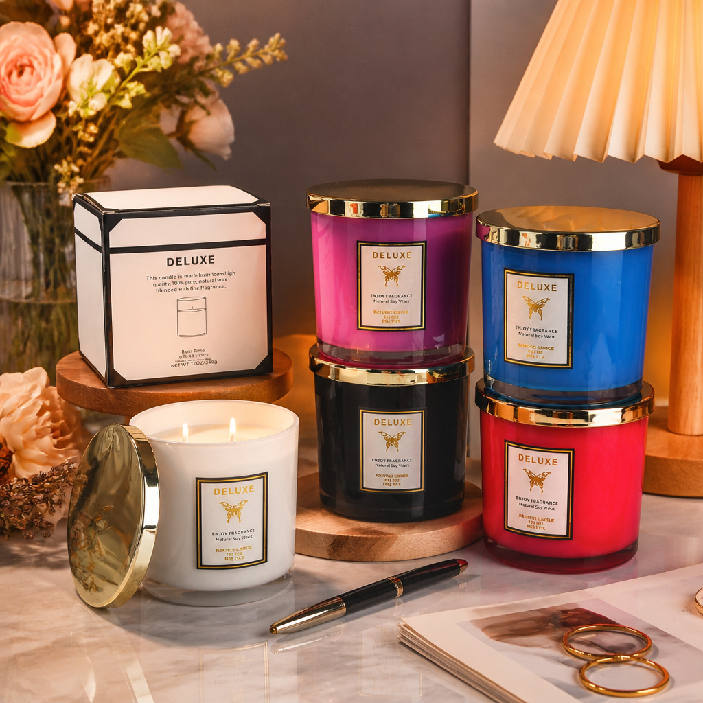 Candle Fragrance - Świeca zapachowa w złotej szklanej obudowie,